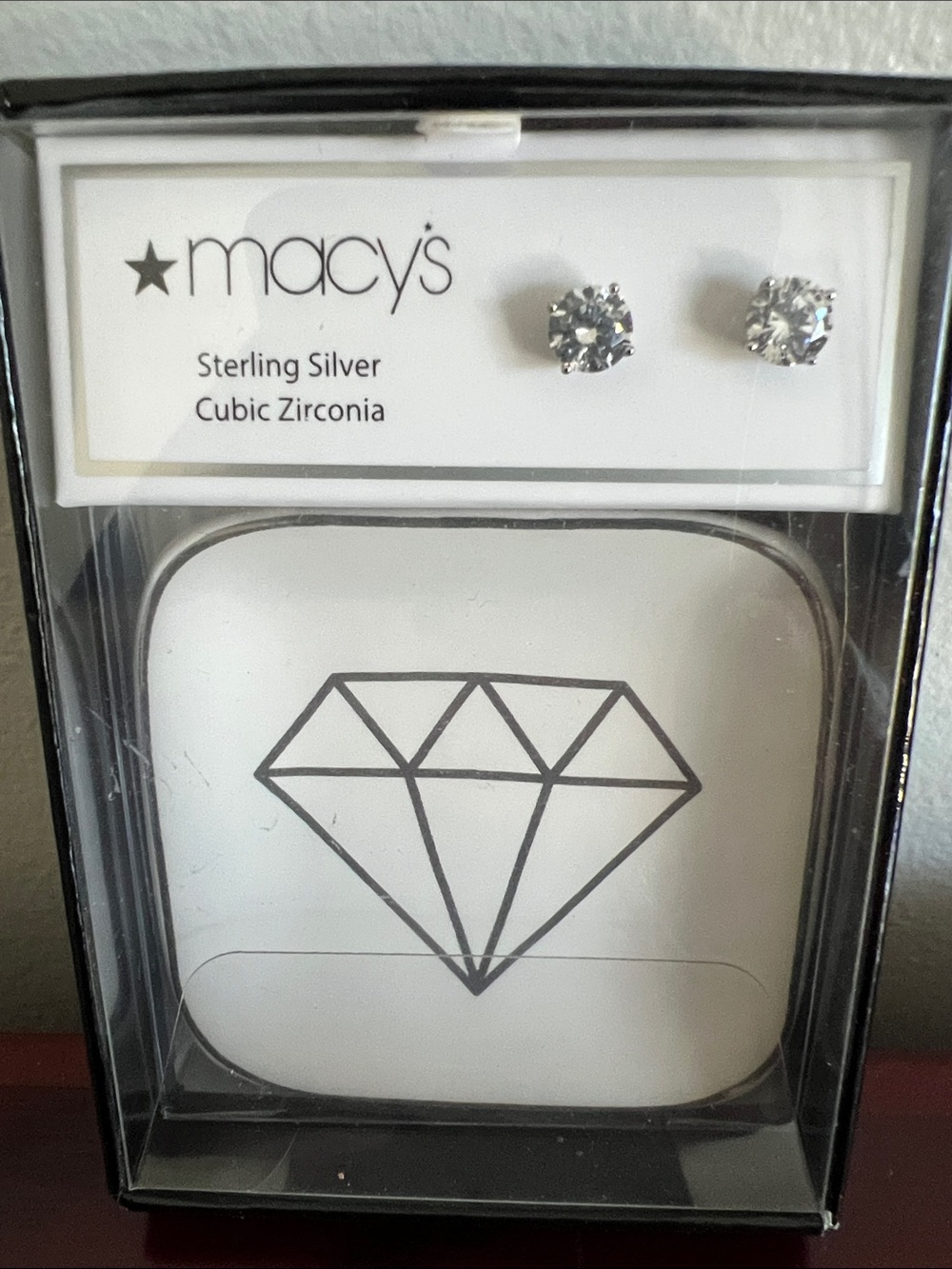Macy's 925 Sterling Silver Round Cubic Zirconia Stud Earrings